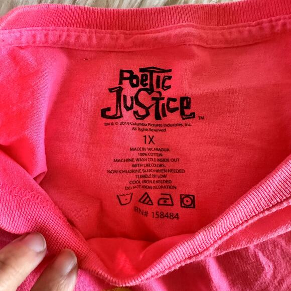 Plus Size Hot Pink Tupac 2Pac Poetic Justice Shirt Size 1X - Picture 3 of 3